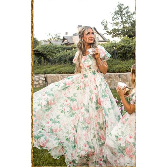 Ivy City Co Melody Floral Midi Dress Coquette Fairy Whimsical Cottagecore | M - Picture 3 of 16